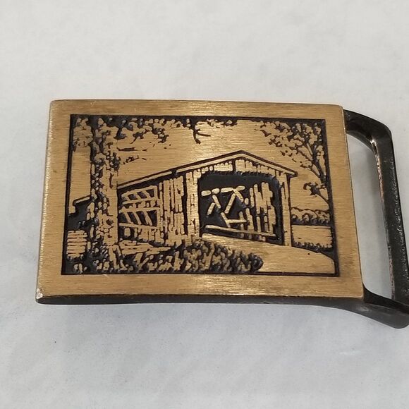 Vintage Tech Ether Guild Langley Bridge Solid Brass belt buckle 1975 - Picture 8 of 9
